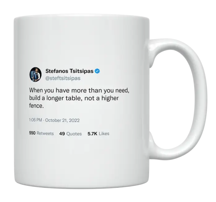 Stefanos Tsitsipas - When You Have More Than You Need-tweet on mug