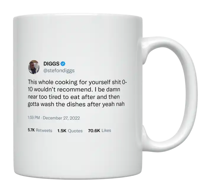 Stefon Diggs - Cooking for Yourself Is Tiring-tweet on mug