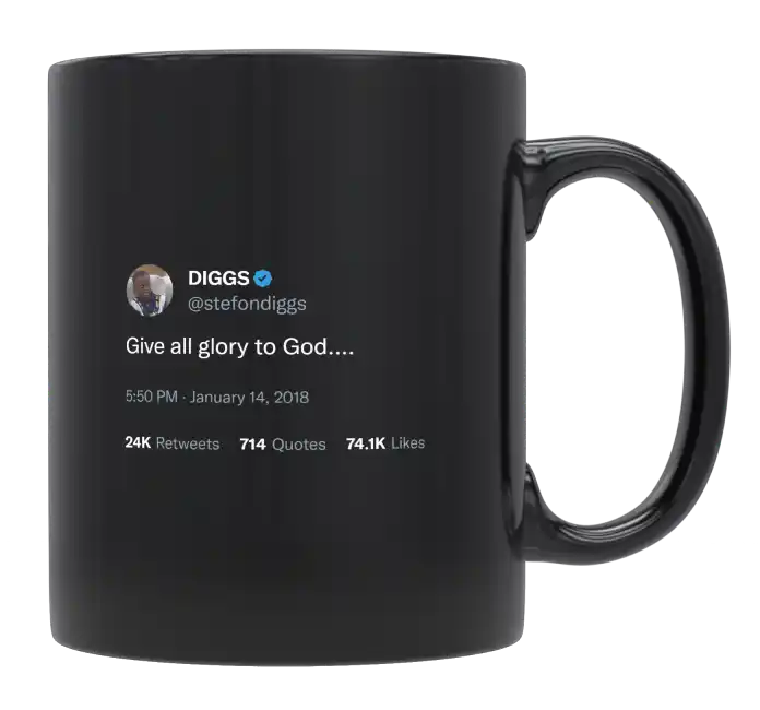 Stefon Diggs - Give All Glory to God-tweet on mug
