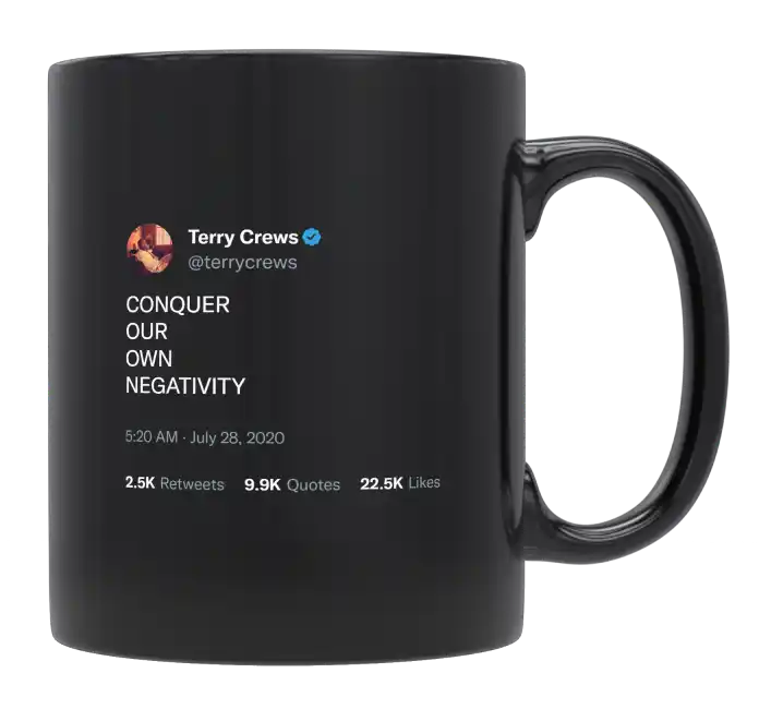 Terry Crews - Conquer Our Own Negativity-tweet on mug