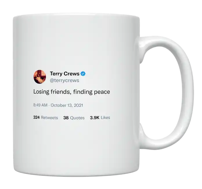 Terry Crews - Losing Friends, Finding Peace-tweet on mug