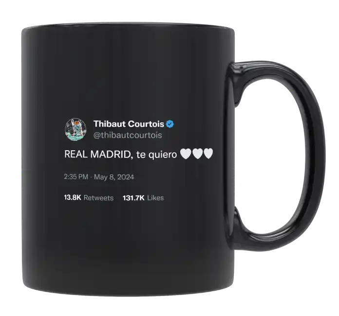 Thibaut Courtois - Real Madrid Te Quiero-tweet on mug