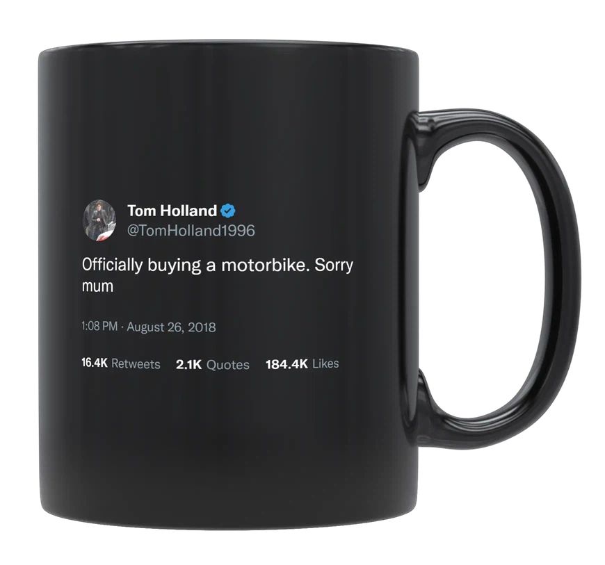 Tom Holland - Buying a Motorbike- mug