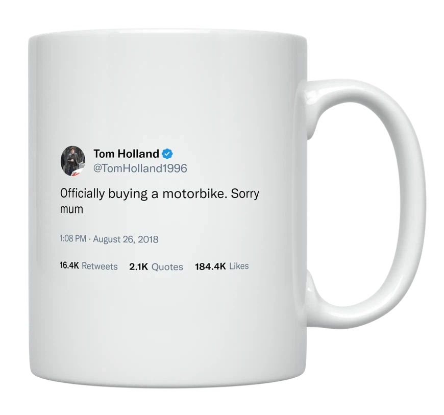 Tom Holland - Buying a Motorbike- mug