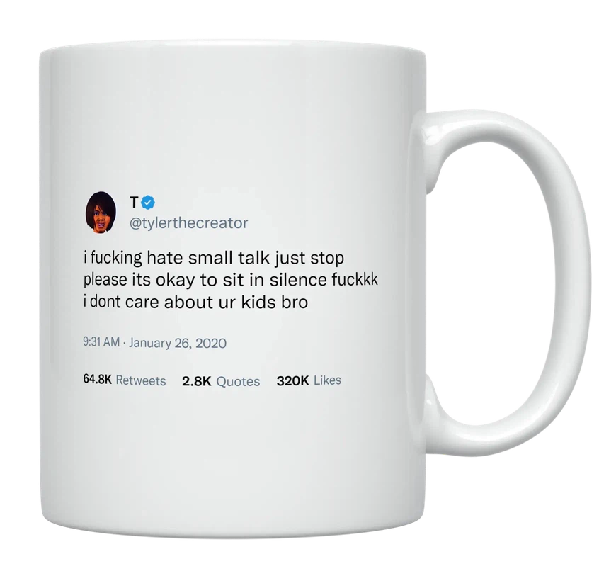 Tyler, the Creator - I Hate Small Talk-tweet on mug