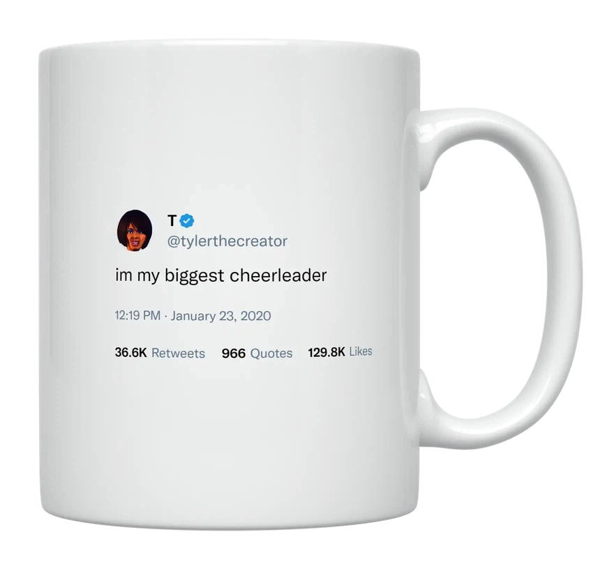 Tyler, the Creator - I’m My Biggest Cheerleader-tweet on mug