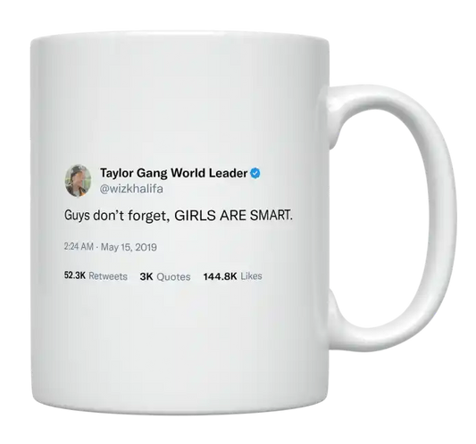 Wiz Khalifa - 2 Girls Are Smart-tweet on mug