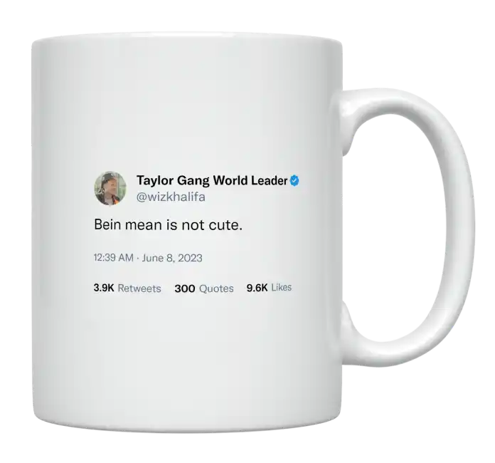 Wiz Khalifa - Being Mean Is Not Cute-tweet on mug