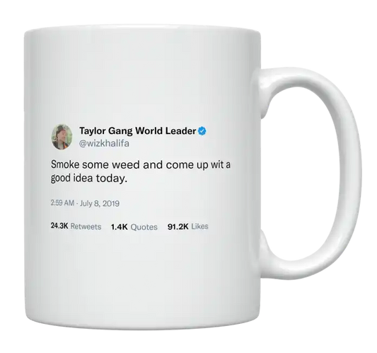 Wiz Khalifa - Come Up With a Good Idea-tweet on mug