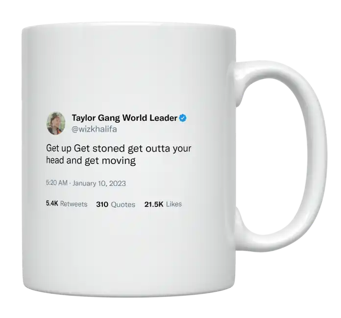 Wiz Khalifa - Get Out of Your Head and Get Moving-tweet on mug