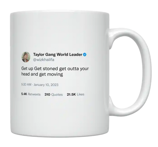 Wiz Khalifa - Get Out of Your Head and Get Moving-tweet on mug