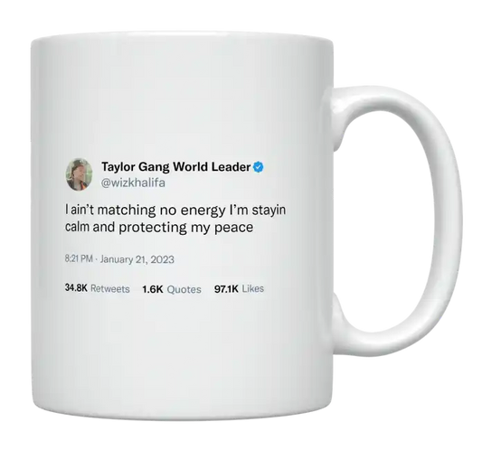 Wiz Khalifa - I’m Not Matching Energy-tweet on mug