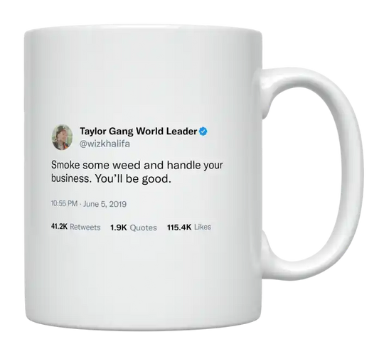 Wiz Khalifa - Smoke Weed and Handle Business-tweet on mug