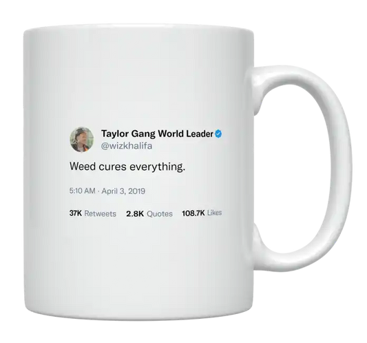 Wiz Khalifa - Weed Cures Everything-tweet on mug