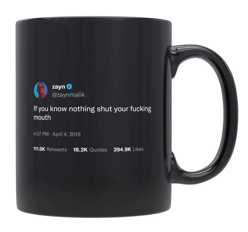 Zayn Malik - If You Know Nothing, Shut Up- mug