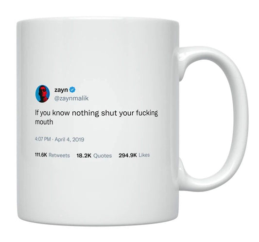 Zayn Malik - If You Know Nothing, Shut Up- mug