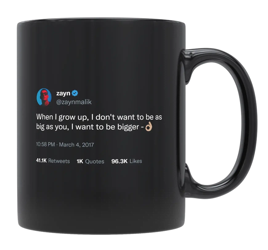 Zayn Malik - When I Grow Up, I Want to Be Bigger-tweet on mug